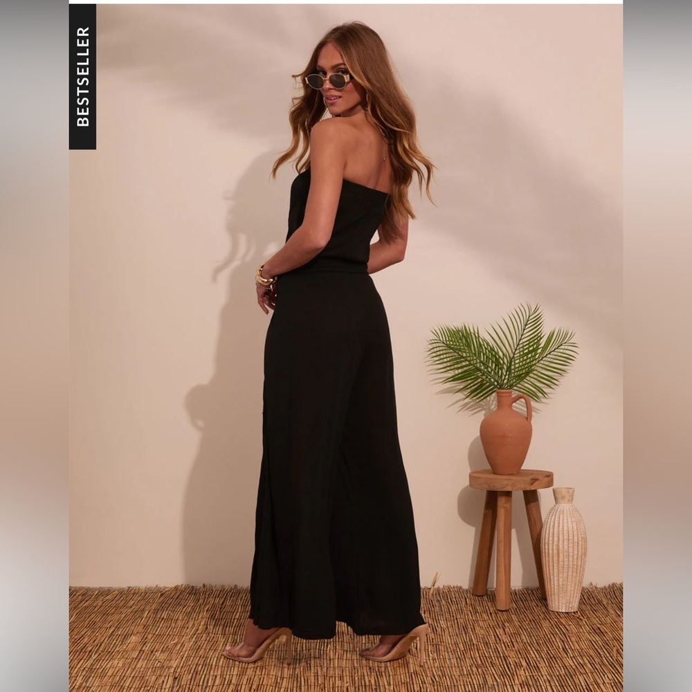 Vici Off Shoulder Strapless Wide Leg Jumpsuit Size L NWT - Picture 4 of 15